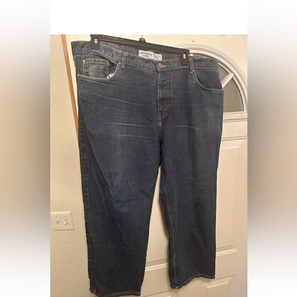 Canyon River Blues Sz 42 X 30 Regular Straight Leg Blue Jeans Ripped Torn Men
